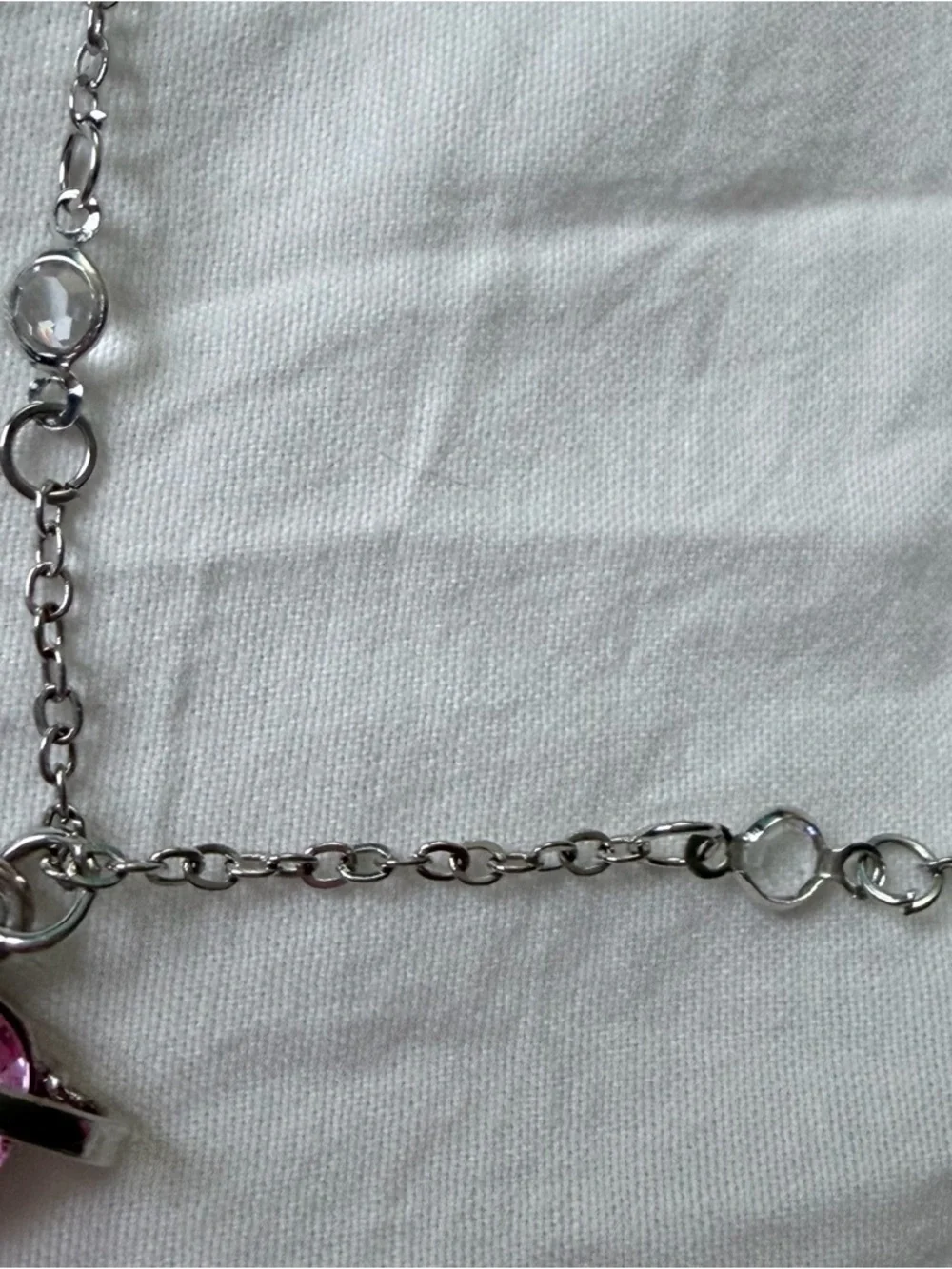 Brand New Y2K Magic Fantasy Silver Diamond Pink Heart Charm Pendant Necklace